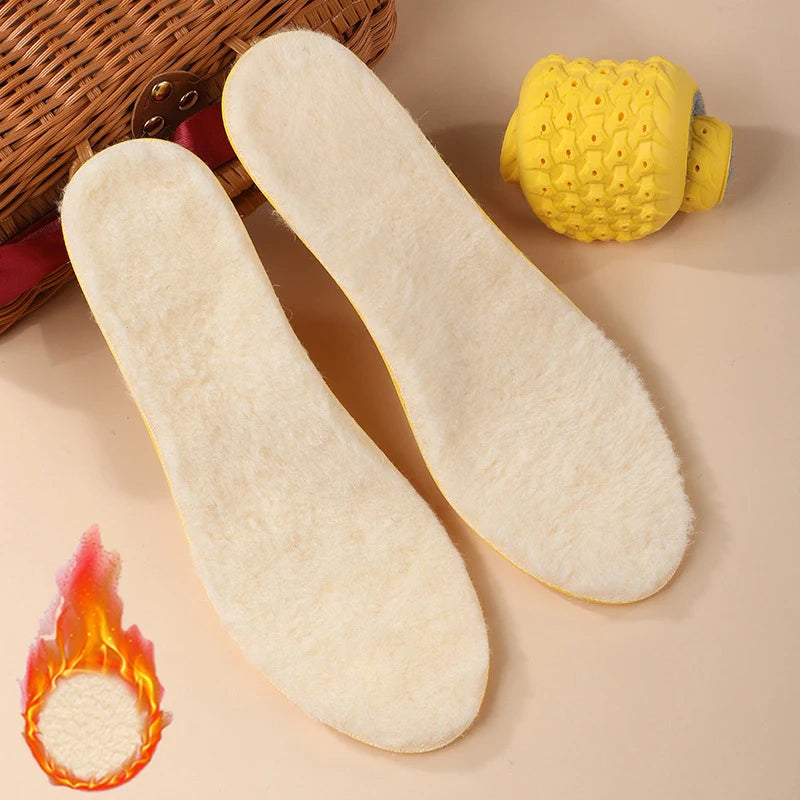 Lambswool Insoles Real Wool Self Heated Thermal Warm Shoes Pad