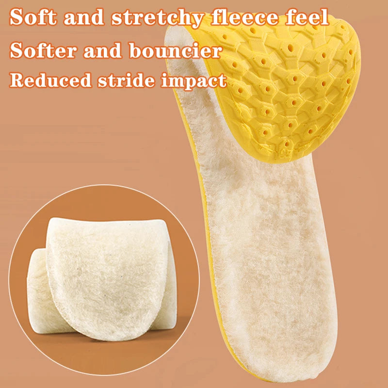Lambswool Insoles Real Wool Self Heated Thermal Warm Shoes Pad