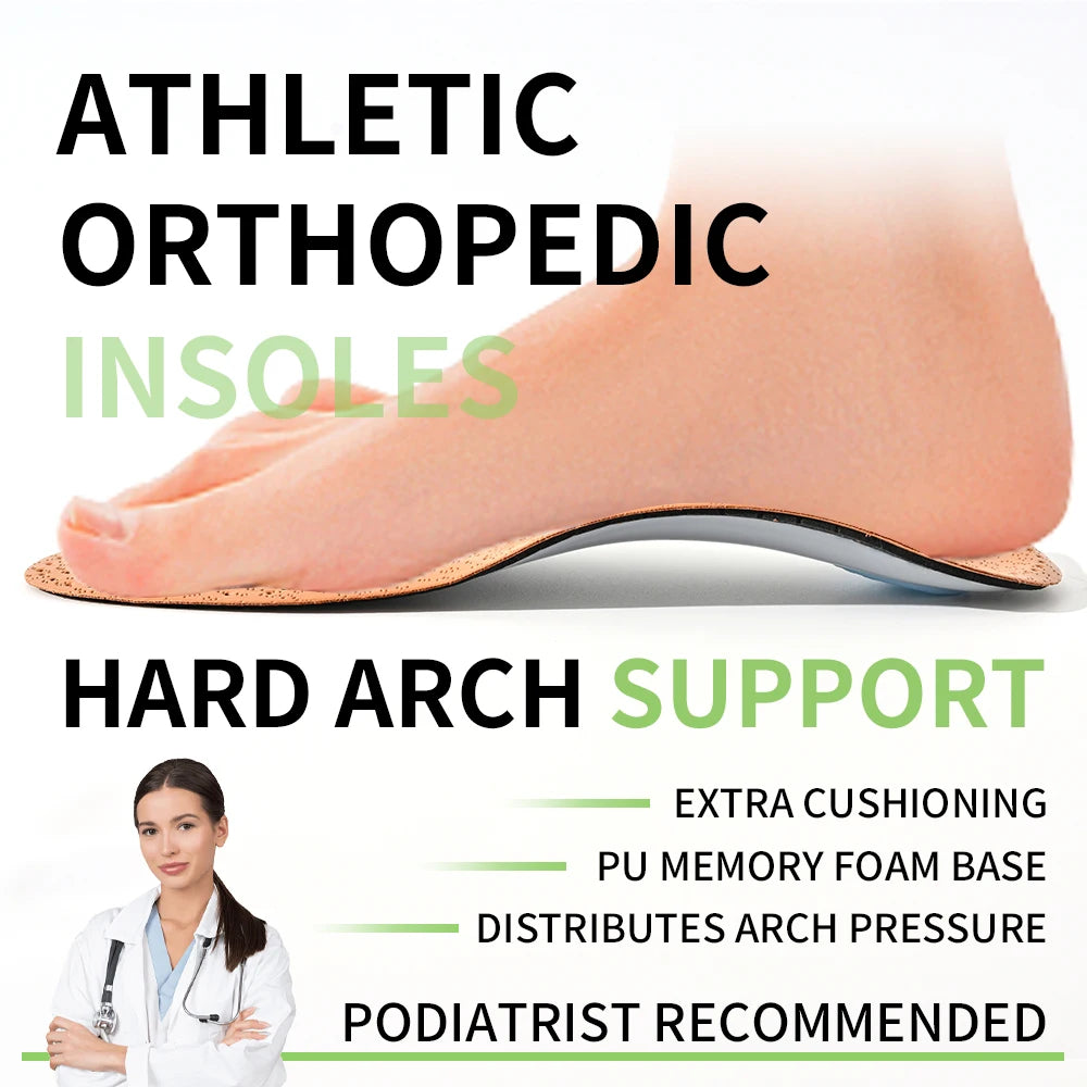 Orthopedic Leather Insoles for Flat Feet High Arch Support