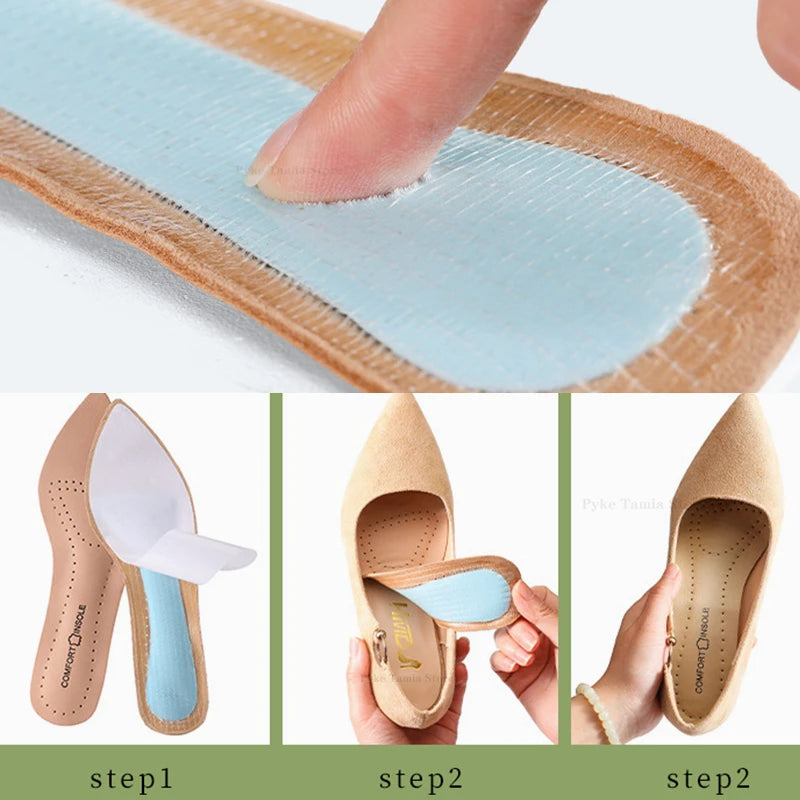 Women's Leather Insoles High-heel Self-adhesive Non-slip Shoes Pads