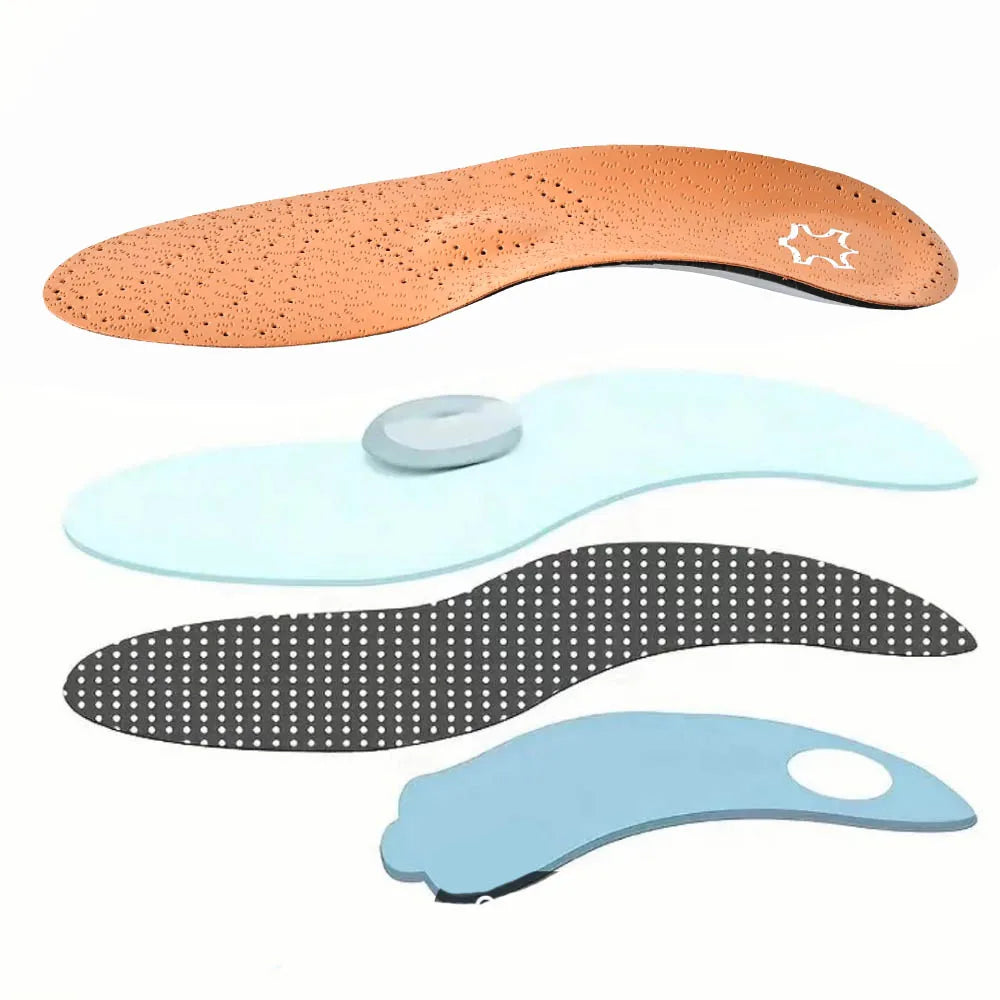 Orthopedic Leather Insoles for Flat Feet High Arch Support