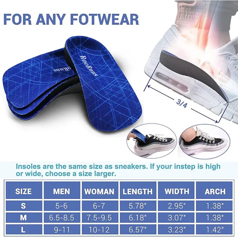 3/4 Length EVA Orthotic Insoles Arch Support
