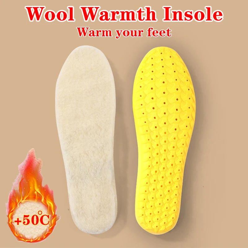 Lambswool Insoles Real Wool Self Heated Thermal Warm Shoes Pad
