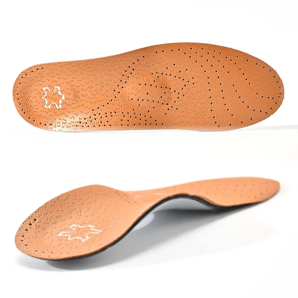 Orthopedic Leather Insoles for Flat Feet High Arch Support