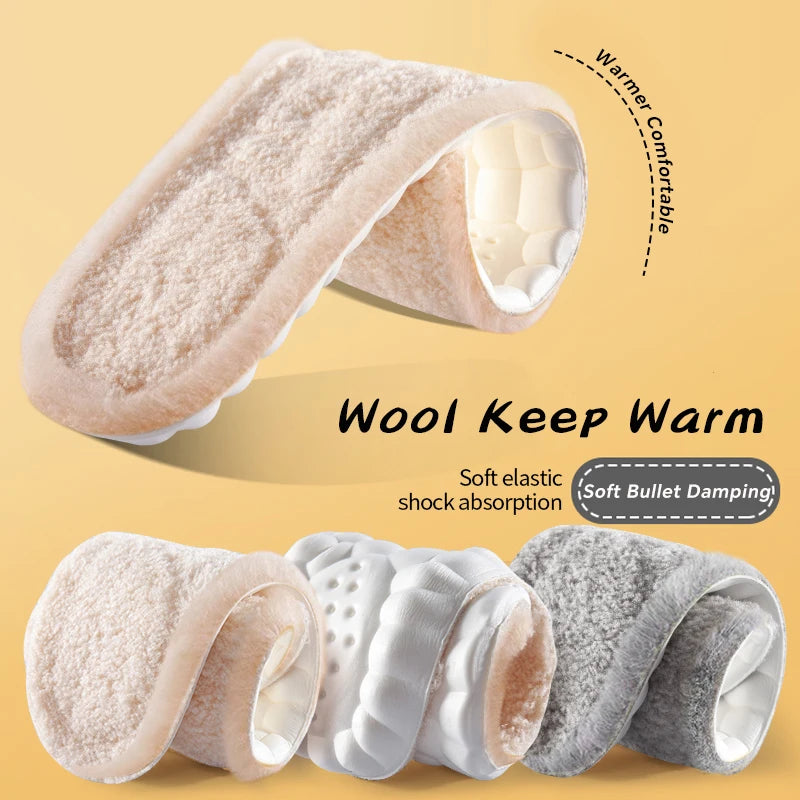 Winter Wool Insoles for Women Men Soft Warm