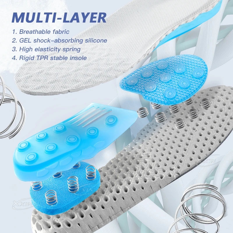 Silicone Sports Insoles Multiple Springs Cushioning Shock Absorption Men Women