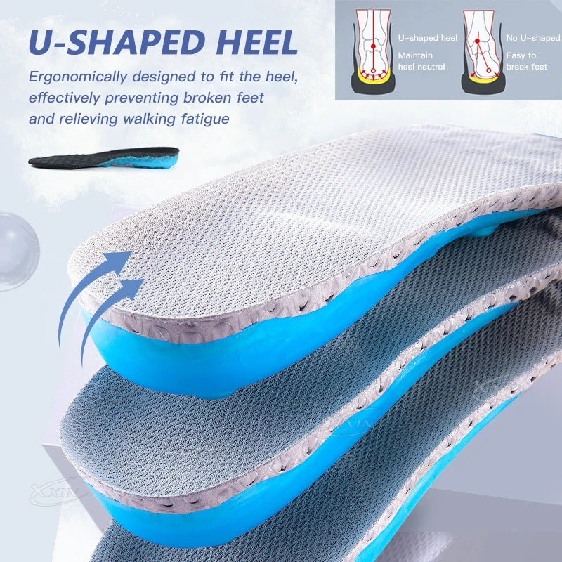 Silicone Sports Insoles Multiple Springs Cushioning Shock Absorption Men Women