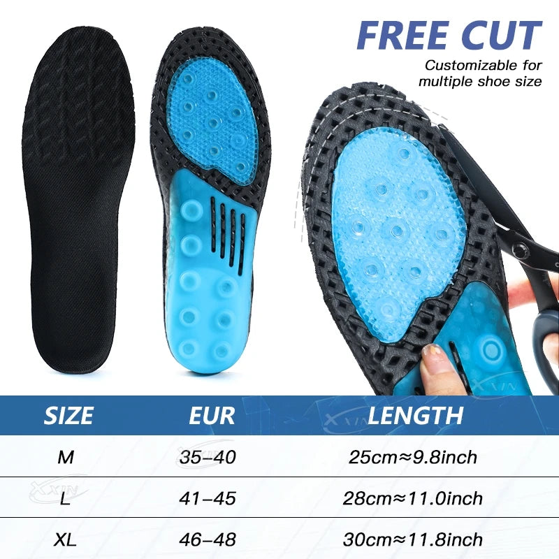 Silicone Sports Insoles Multiple Springs Cushioning Shock Absorption Men Women