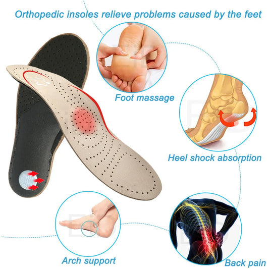 Genuine Leather Orthopedic Insoles for Arch Support