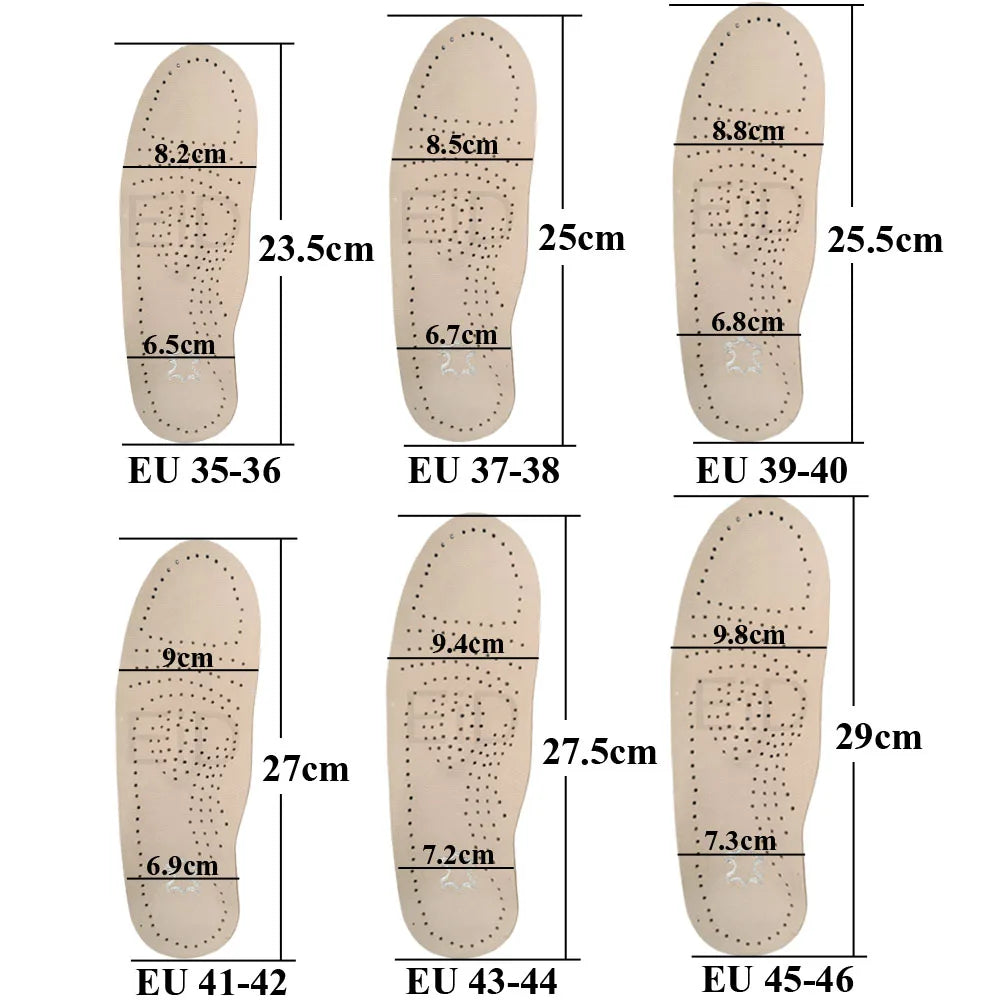 Genuine Leather Orthopedic Insoles for Arch Support
