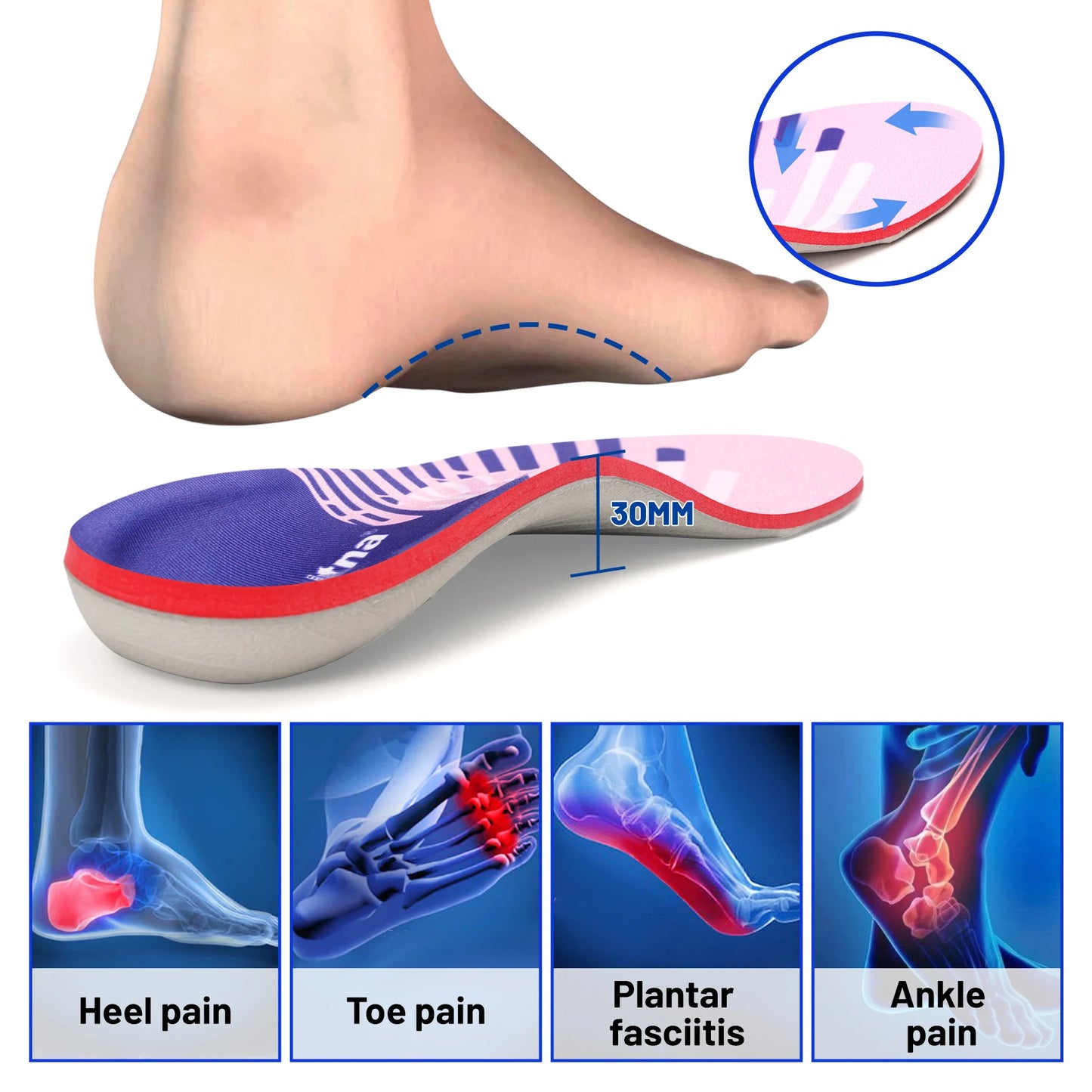 Pain Relief Orthopedic Insole Flat Feet  Men Women