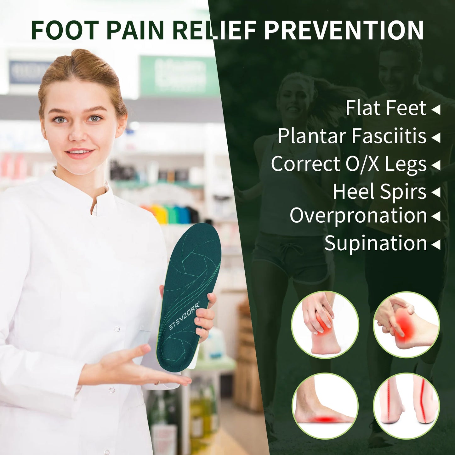 Flat Feet High Arch Support Orthotic Insoles