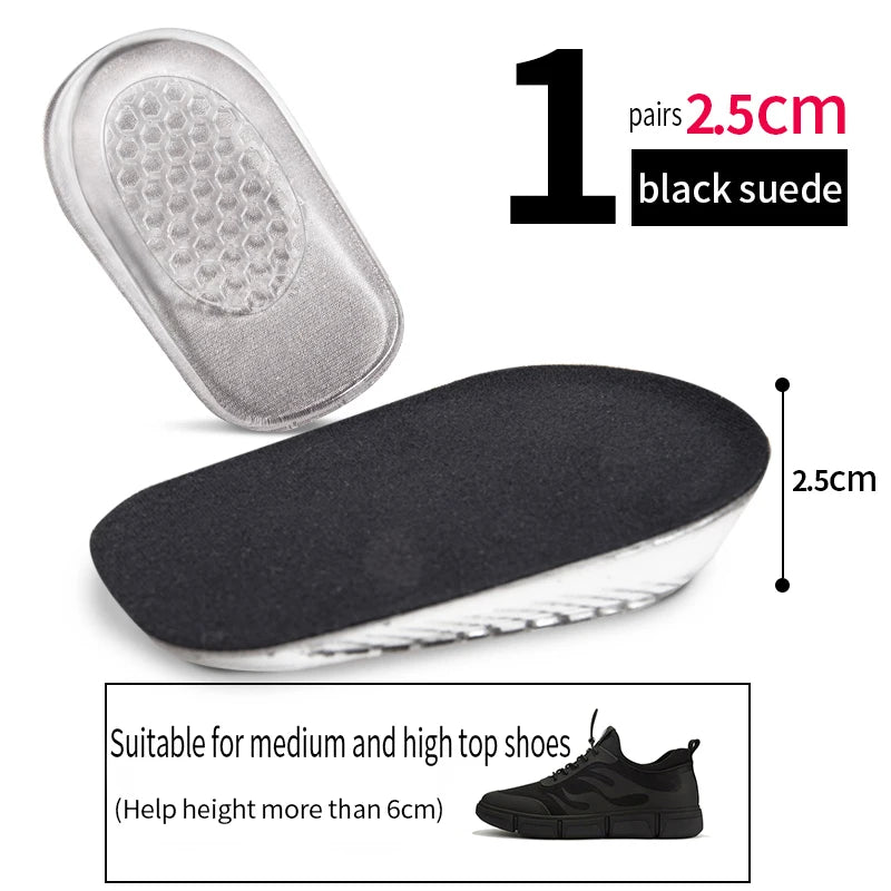 Silicone Gel Invisible Height Increase Insole Heel for Men Women