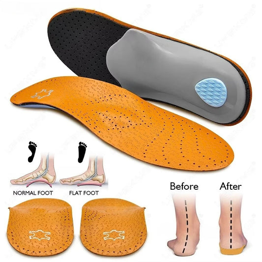 Orthopedic Leather Insoles for Flat Feet High Arch Support