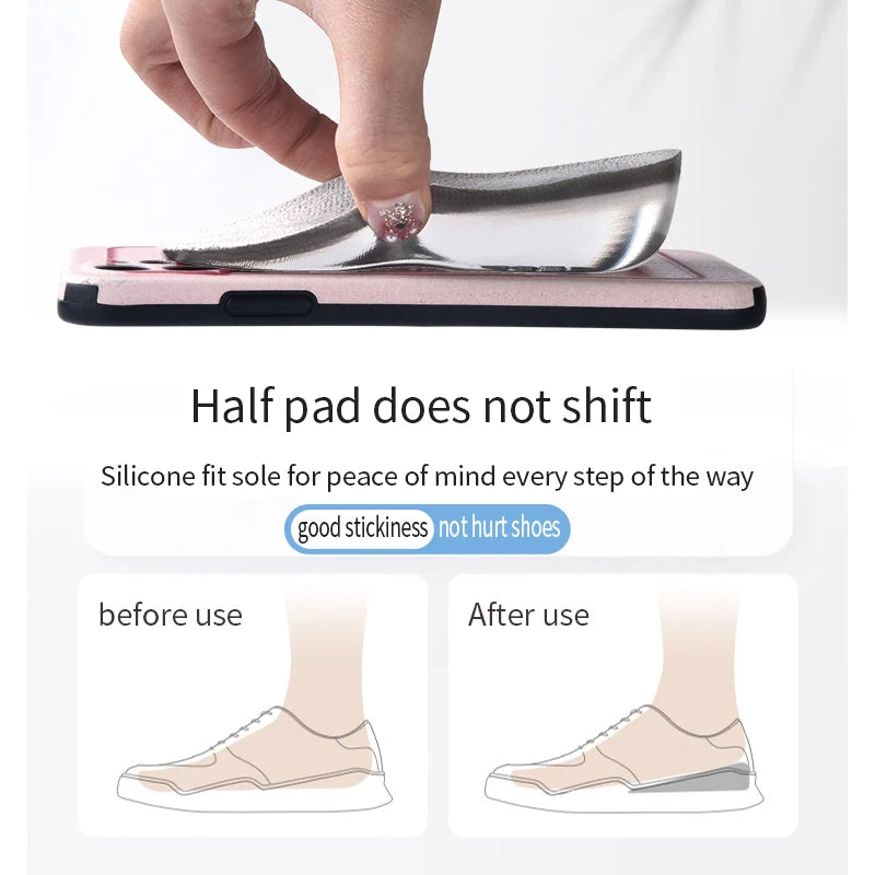 Silicone Gel Invisible Height Increase Insole Heel for Men Women