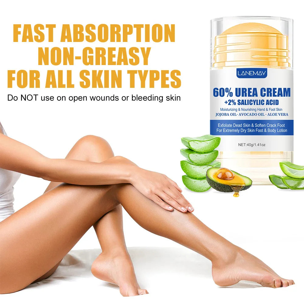 40g Ultra-Hydrating 60% Urea Foot Cream Aloe Vera for Softening Dry Cracked Feet