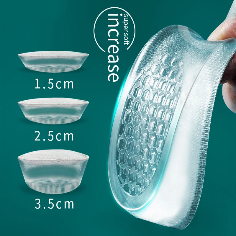 Silicone Gel Invisible Height Increase Insole Heel for Men Women