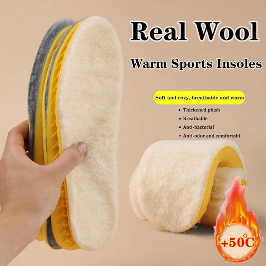 Lambswool Insoles Real Wool Self Heated Thermal Warm Shoes Pad