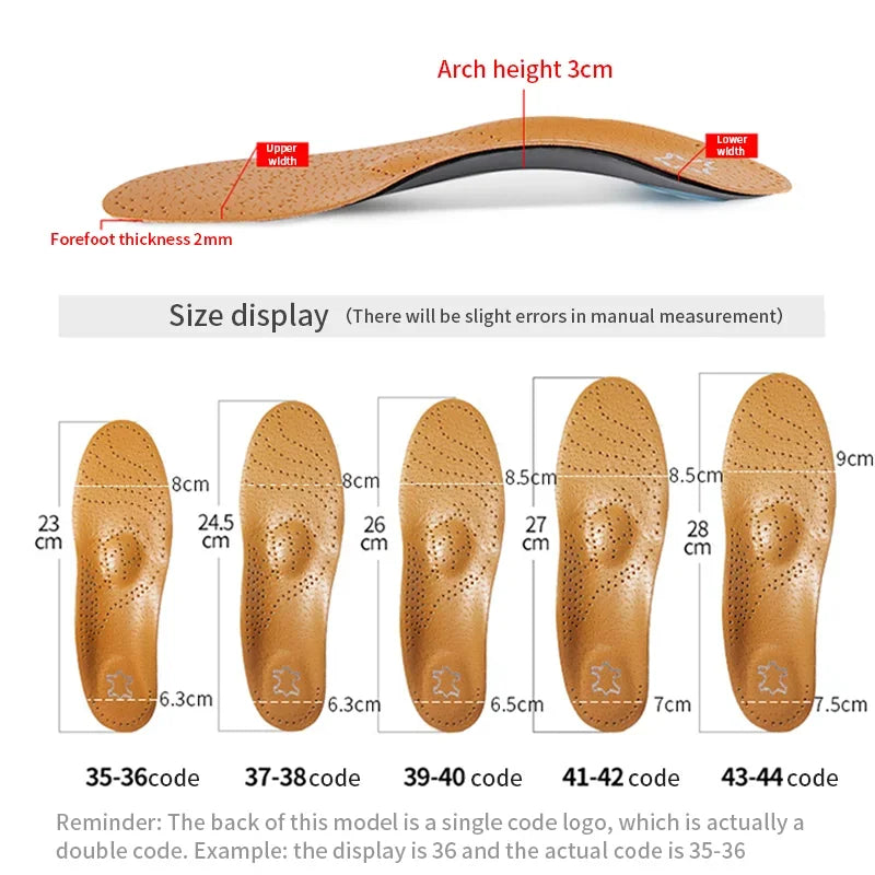 Leather Arc Support Orthopedic Insole 4pcs