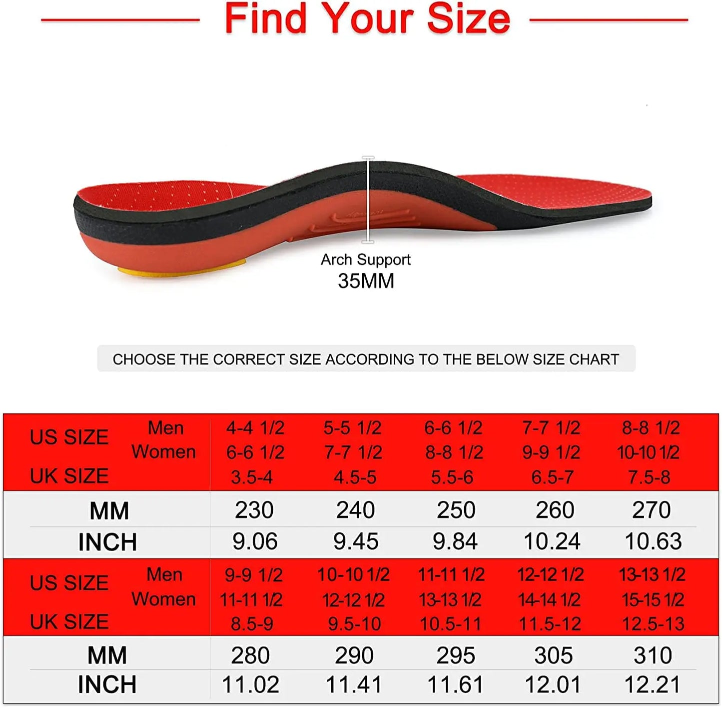 Flat Feet High Arch Support Orthotic Insoles