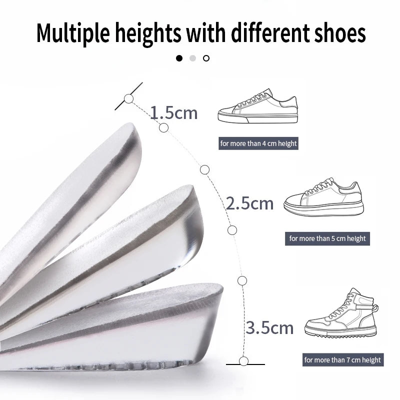 Silicone Gel Invisible Height Increase Insole Heel for Men Women