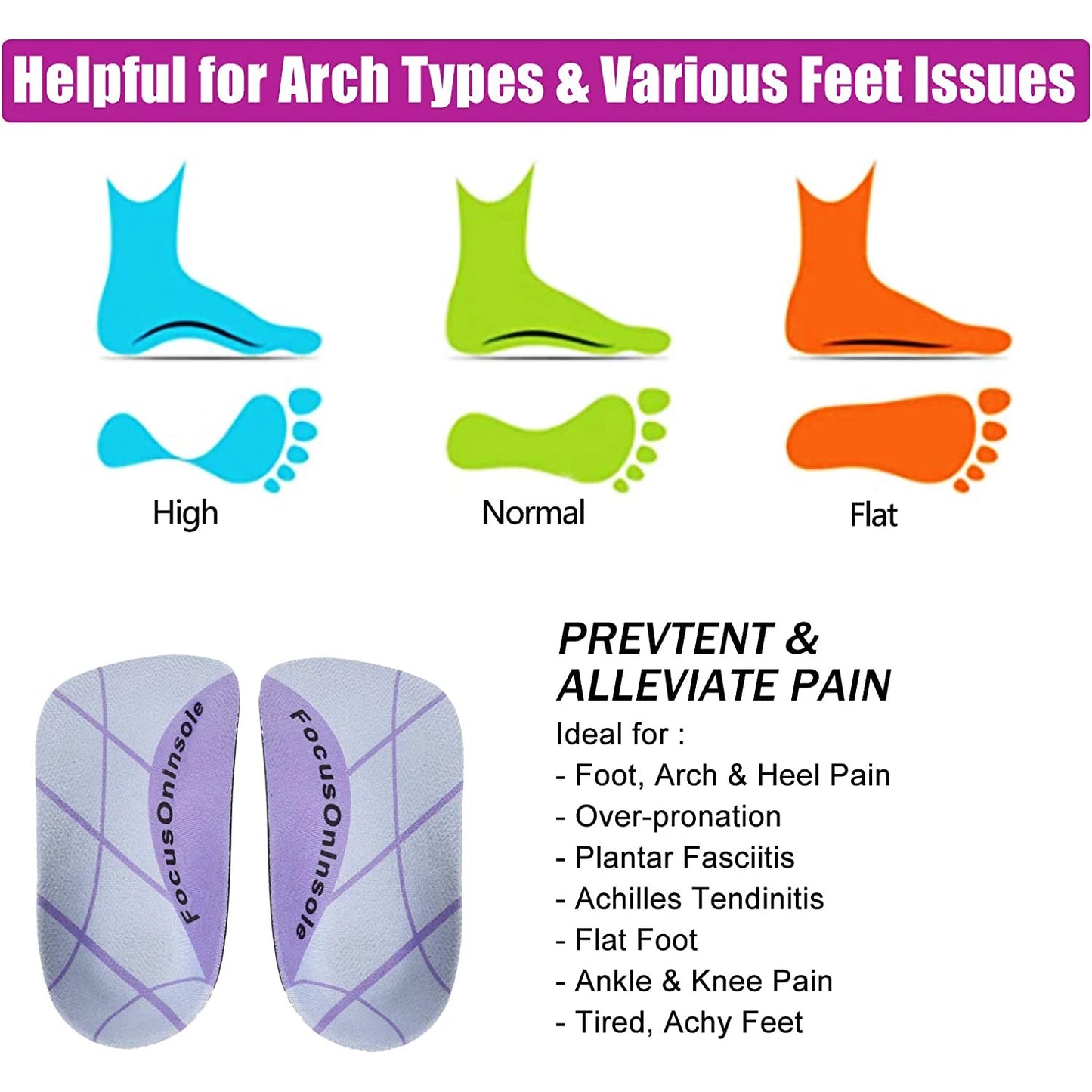 Orthopedic Insoles Arch Support for Walking Running Sports