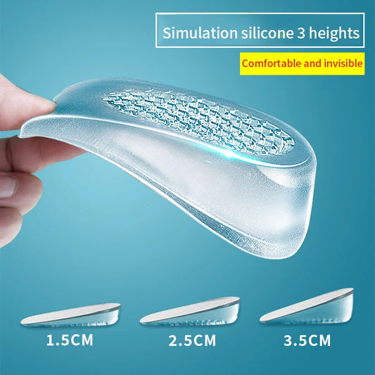 Silicone Gel Invisible Height Increase Insole Heel for Men Women
