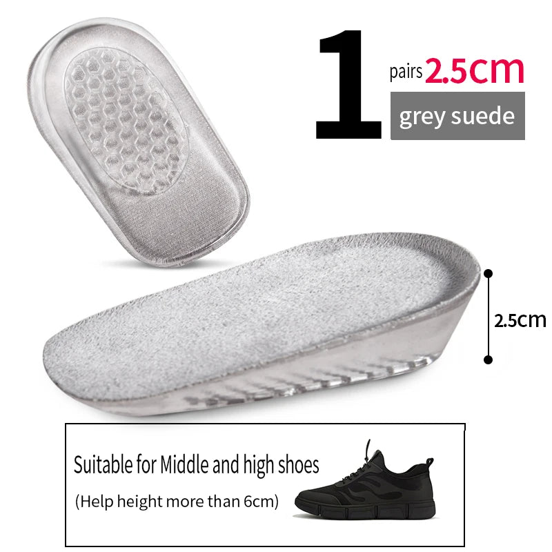 Silicone Gel Invisible Height Increase Insole Heel for Men Women